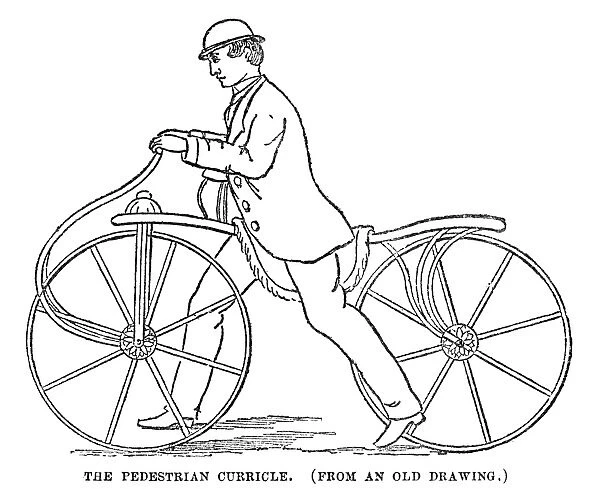 PEDESTRIAN CURRICLE, c1819. An early velocipede, c1819. Engraving after a contemporary drawing