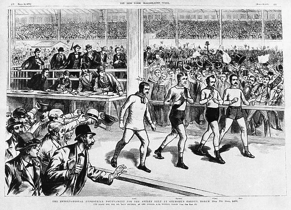 PEDESTRIAN RACE, 1879. Contestants in the six-day pedestrian race for the Astley Belt