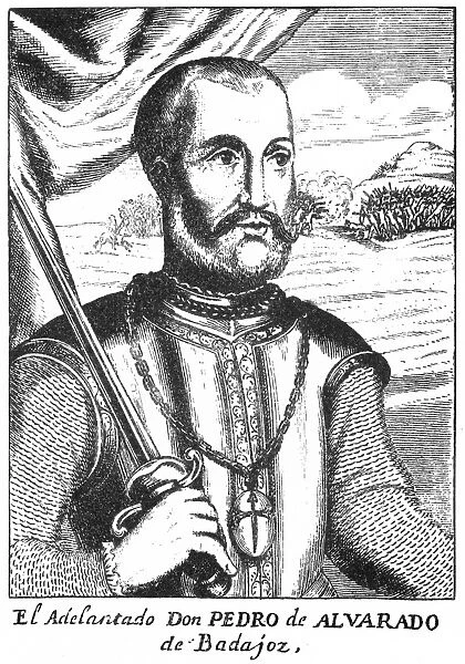 PEDRO de ALVARADO (1495?-1541). Spanish soldier in America. Line engraving, Spanish, early 19th century
