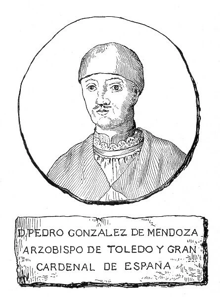 PEDRO GONZALEZ de MENDOZA (1487-1537). Spanish prelate, statesman, and soldier. Wood engraving by Antonio Ponz, 1788