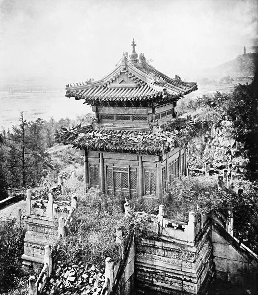 PEKING: BRONZE TEMPLE. Temple made of bronze, with a marble foundation, on the