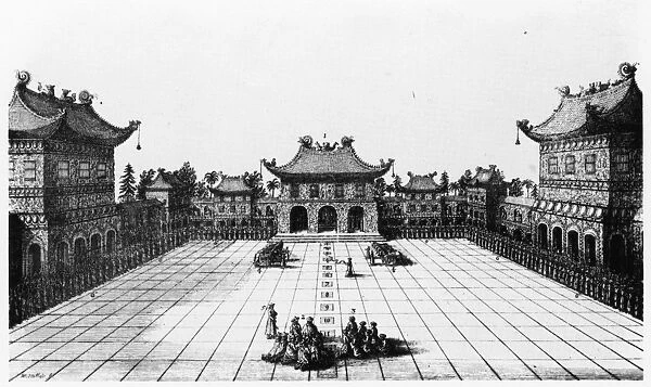 PEKING: IMPERIAL PALACE. The inner court of the Imperial Palace in Peking, China. Engraving published in An Embassy from the East-India Company of the United Provinces, to the Grand Tartar Cham, Emperor of China... by Johan Nieuhof, 1669