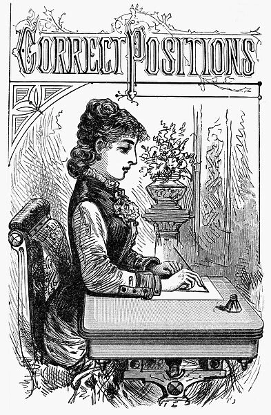 PENMANSHIP MANUAL, c1880. Page from an American penmanship manual. Wood engraving, c1880