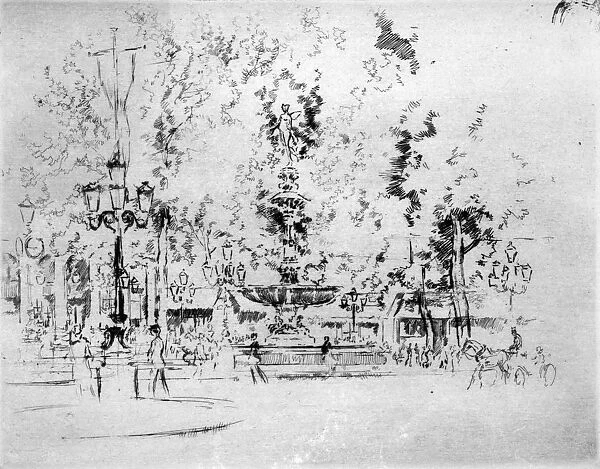 PENNELL: PLACE DE L OPERA, 1893. Place de l opera. A fountain in Place de l Opera, Paris, France