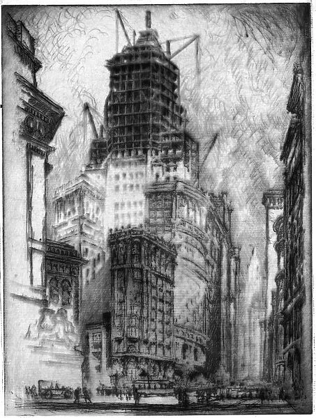 PENNELL: STANDARD OIL, 1923. The Standard Oil Building under construction in southern Manhattan