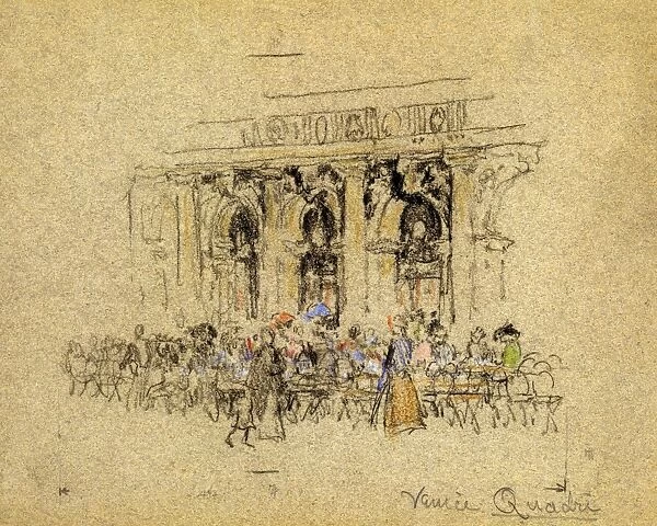 PENNELL: VENICE, c1901. Venice Quadri. Crowd at an outdoor cafe in St. Marks Square