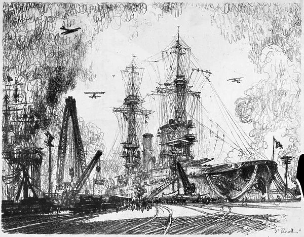 PENNELL: WARSHIP, 1917. Ready to start