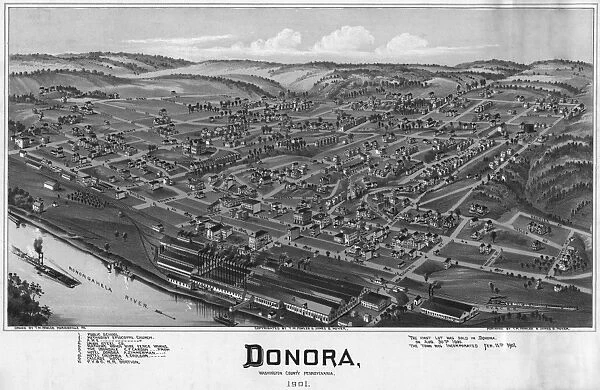 PENNSYLVANIA: DONORA, 1901. Aerial view of Donora, Washington County, Pennsylvania