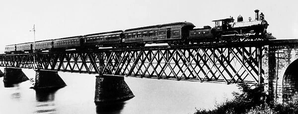 PENNSYLVANIA LIMITED, 1892. Crossing the bridge over the Susquehanna River at Rockville, Pennsylvania. Photographed 1892