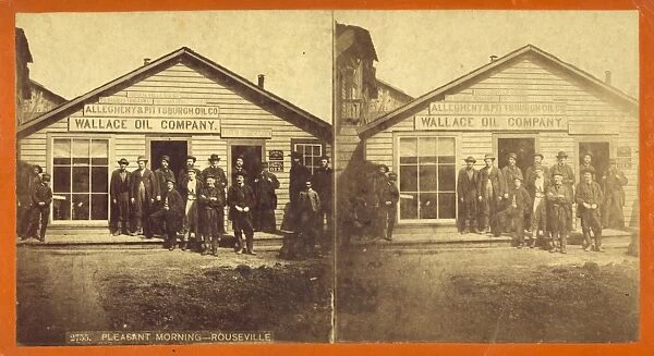 PENNSYLVANIA: OIL, c1870. Men in front of an oil company building in Rouseville, Pennsylvania