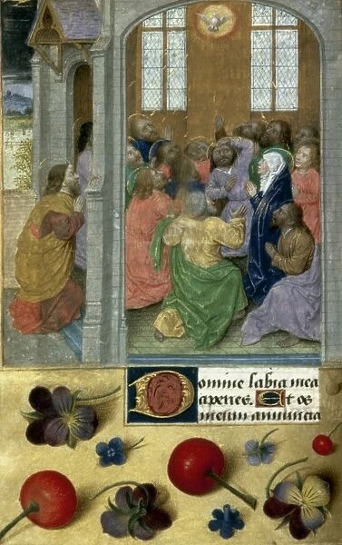 PENTECOST. Illumination from French book of Hours, c1480