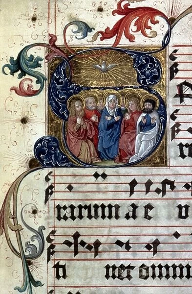 PENTECOST. Illumination from a German Gradual, 1510