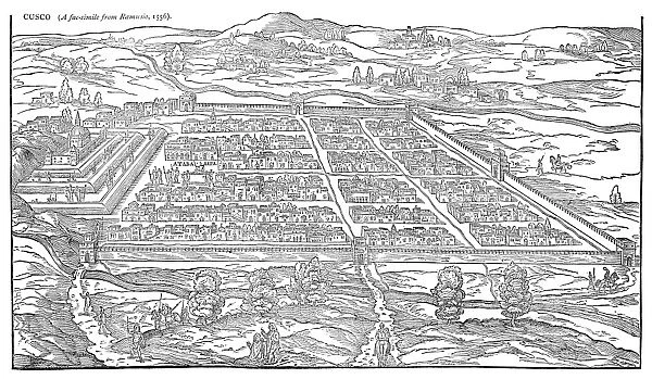 PERU: CUSCO, 1556. The city of Cusco, Peru, from a woodcut in Giovanni Battista