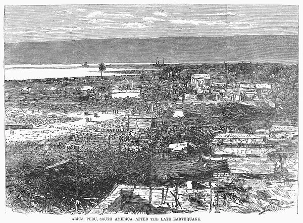 PERU: EARTHQUAKE, 1868. View of destruction at Arica, Peru, after the earthquake of 13 August 1868