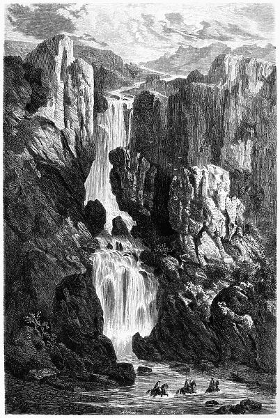 PERU: WATERFALLS, 1869. The Ocobamba Gorge. Wood engraving from Voyage travers l Am