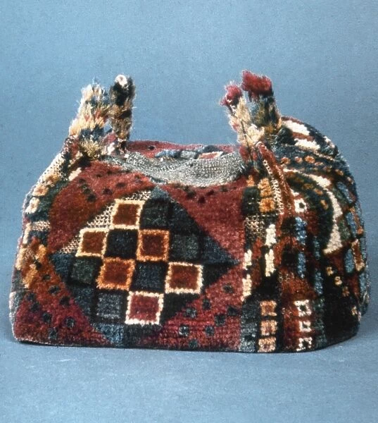 PERU: WOVEN CAP. Native American woven cloth cap from Coastal Tiahuanaco, Peru