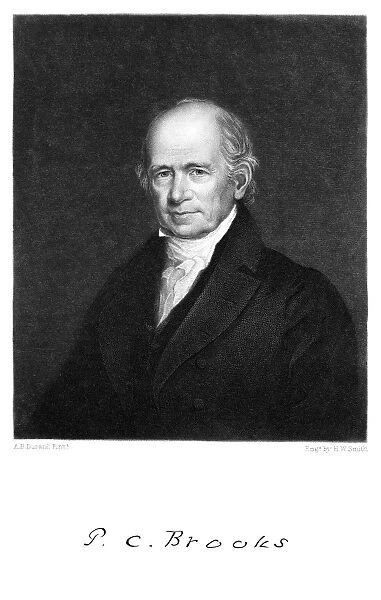 PETER CHARDON BROOKS (1767-1849). American merchant. Mezzotint engraved by H. W