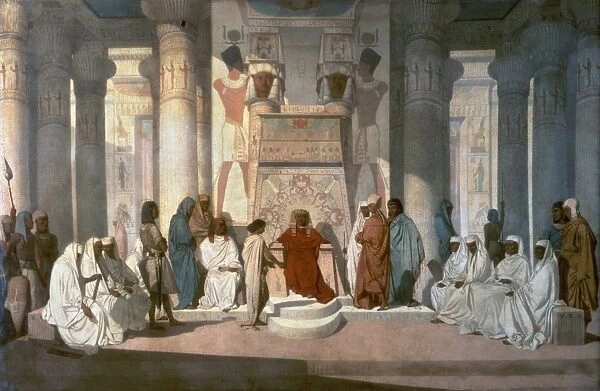 PHARAOHs DREAM. Joseph interpreting Pharaohs dream. Oil on canvas by Jean Adrien Guignet