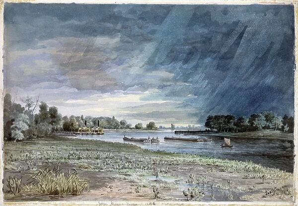 PHILADELPHIA, 1858. From Grays Ferry looking south. Drawing by James Fuller Queen