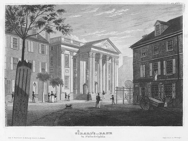 PHILADELPHIA: BANK, 1827. Girards Bank in Philadelphia, the former First Bank