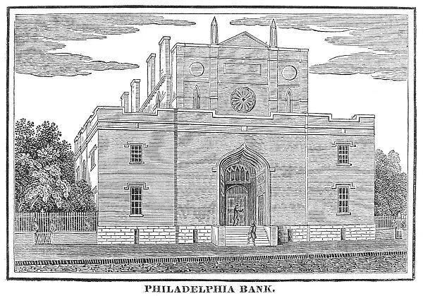 PHILADELPHIA BANK, c1830. Philadelphia Bank at Fourth Street in Philadelphia. Wood engraving, American, c1830