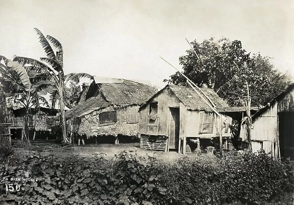 PHILIPPINES, c1900. Nipa houses in Manila, the Philippines. Photograph, c1900