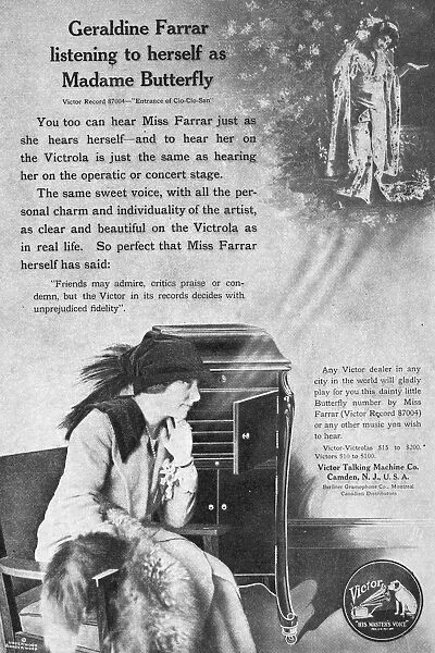PHONOGRAPH, 1914. American magazine advertisement, 1914, for the Victor Talking Machine Company