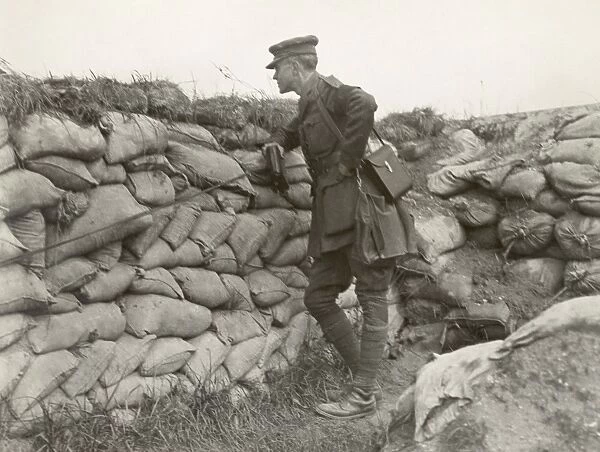 PHOTOJOURNALIST, 1919. Photojournalist Lucian Swift Kirtland in a trench somewhere in Europe