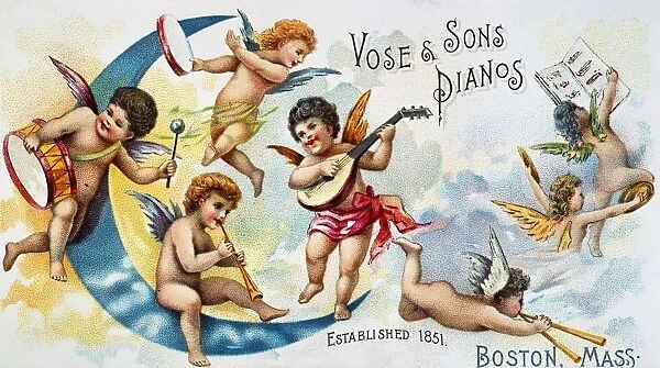 PIANO TRADE CARD, c1880. American merchants trade card, c1880, for Vose & Sons Pianos