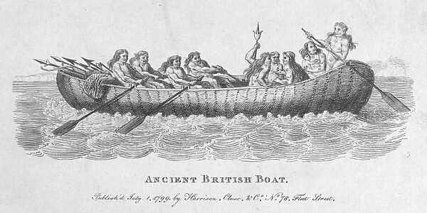 PICTISH BOAT. Ancient British Boat. Copper engraving, English, 1799