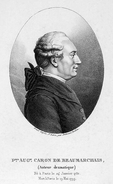 PIERRE de BEAUMARCHAIS (1732-1799). Full name: Pierre Augustin Caron de Beaumarchais. French financier and playwright. Stipple engraving, French, early 19th century
