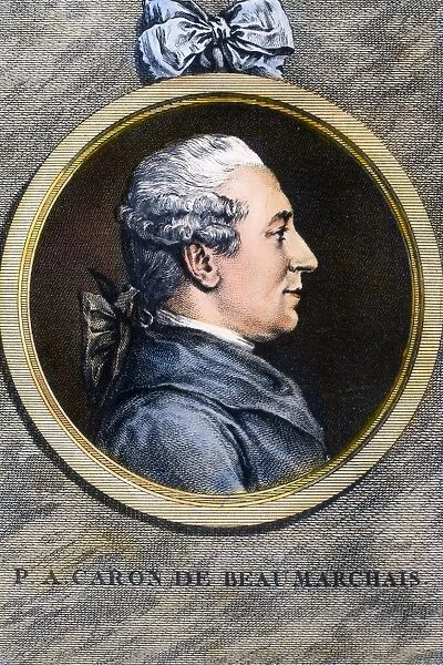 PIERRE de BEAUMARCHAIS (1732-1799). Full name: Pierre Augustin Caron de Beaumarchais. French financier and playwright. Contemporary French engraving and etching