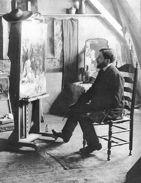 PIET MONDRIAN (1872-1944). Dutch painter. Photographed in his studio c1905