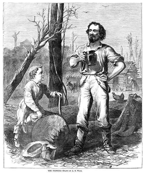 THE PIONEER, 1868. The Pioneer. Wood engraving after a drawing by Alfred R. Waud