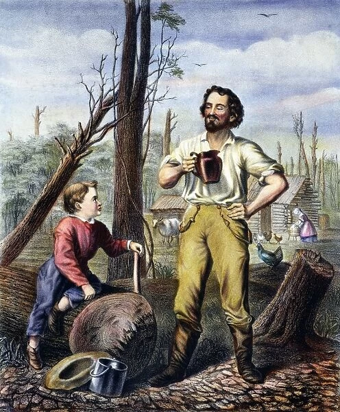 PIONEERS OF AMERICA, 1870. Pioneers on the Western Frontier. Lithograph, 1870