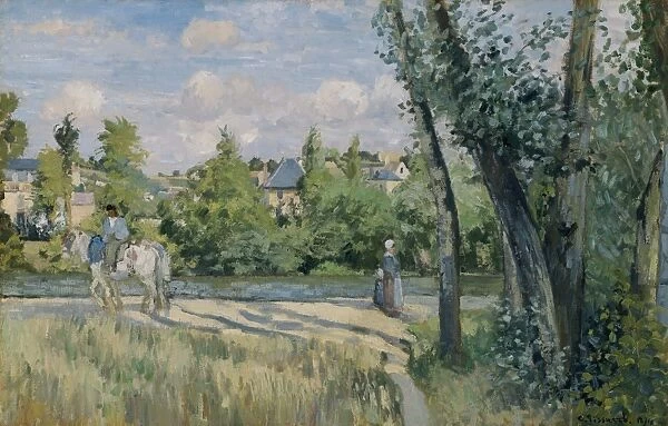 PISSARRO: PONTOISE, 1874. Sunlight on the Road, Pontoise. Oil on canvas, Camille Pissarro
