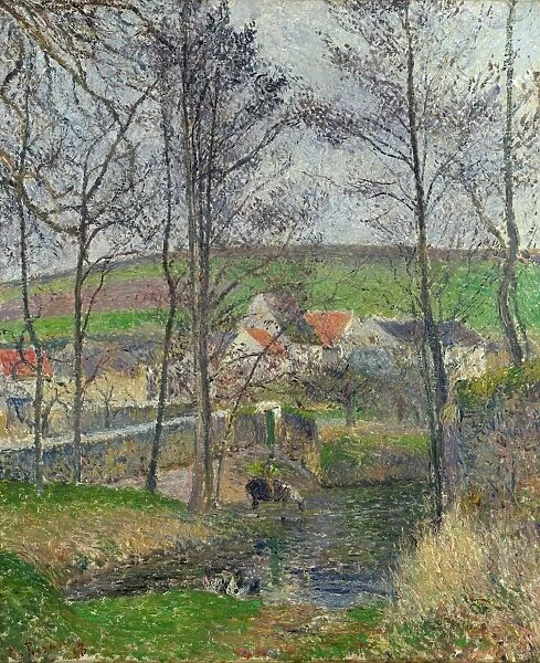 PISSARRO: THE VIOSNE, 1883. The Banks of the Viosne at Osny in Grey Weather, Winter