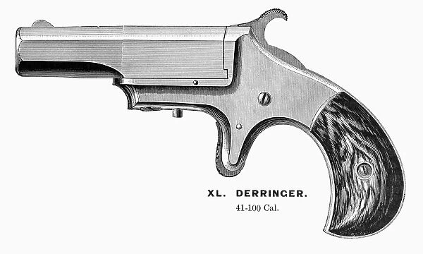 PISTOL, 19th CENTURY. The Derringer pocket pistol. Line engraving, American, 1870s or 1880s
