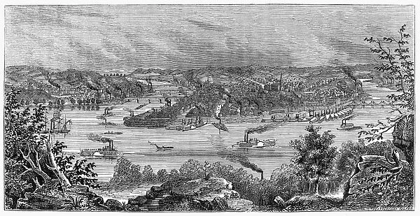 PITTSBURGH, c1860. View of Pittsburgh. Wood engraving, American, mid-19th century