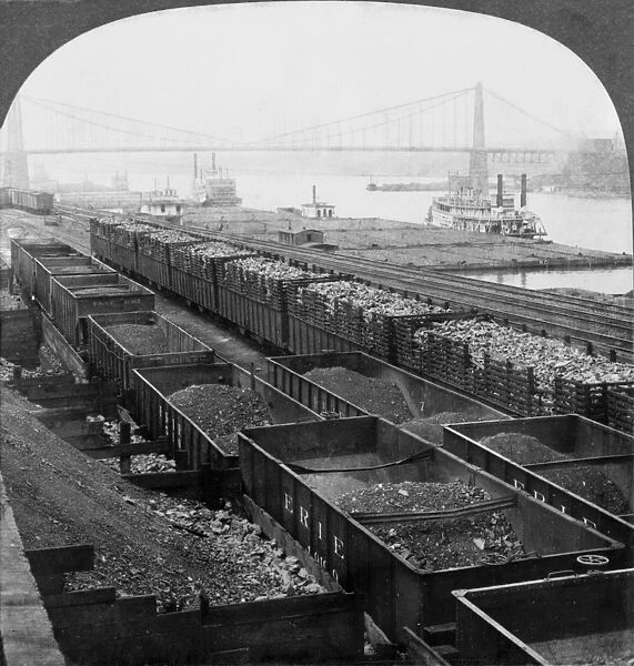 PITTSBURGH: STEEL MILL. Railroad cars filled with iron ore and coke at a steel mill in Pittsburgh