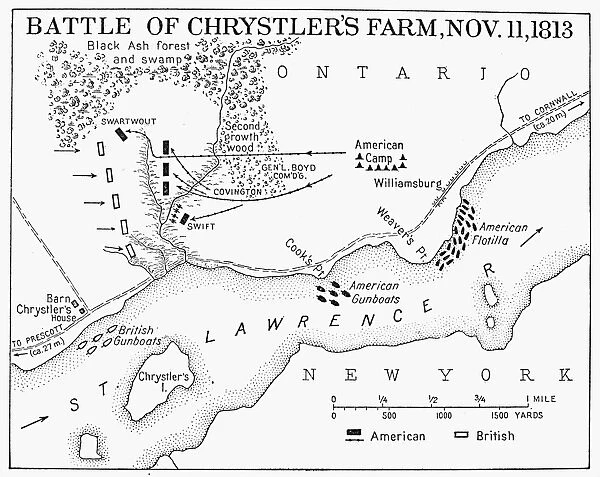 Plan of the Battle of Chrystlers Farm, Ontario, Canada, 11 November 1813