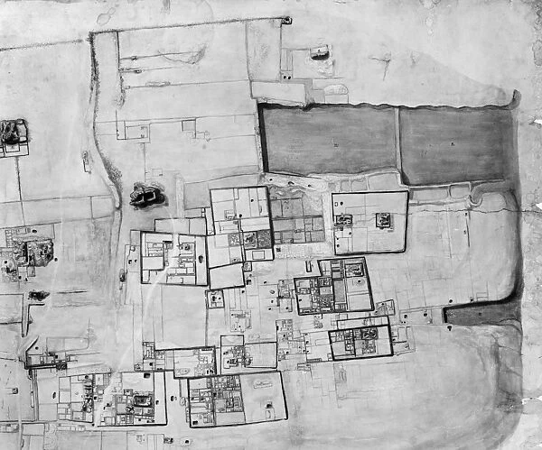 Detail of a plan of the city of Chan Chan, Chimu, Peru, 1896, after a survey done in 1893