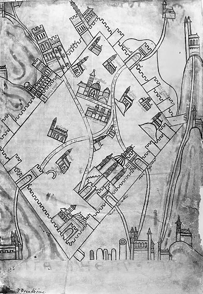 Plan of the city of Jerusalem, published in Flanders, 12th century