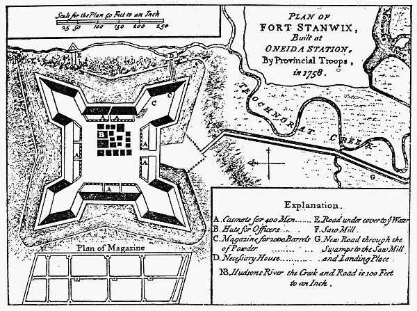 Plan of Fort Stanwix, built in 1758 on the Mohawk River at the present site of Rome, New York