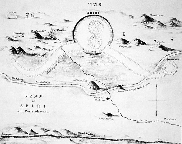 Plan of the prehistoric ceremonial site at Avebury Village (known at the time as Abiri) in Wiltshire, England, c1800