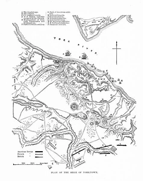 A plan of the Siege of Yorktown, Virginia during the American Revolutionary War, 1781