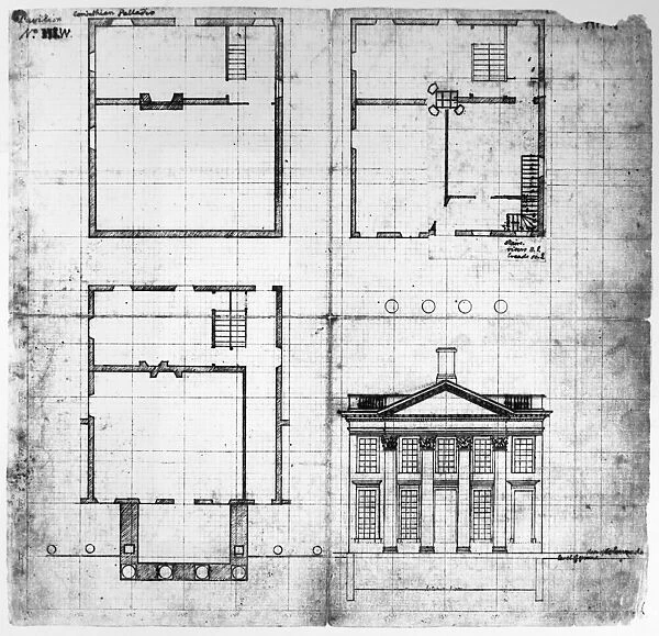 Plans for two pavilions at the University of Virginia at Charlottesville, early 19th century