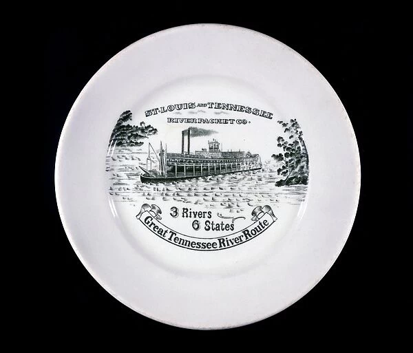 PLATE: STEAMBOATS, c1925. A plate with a painting of the St
