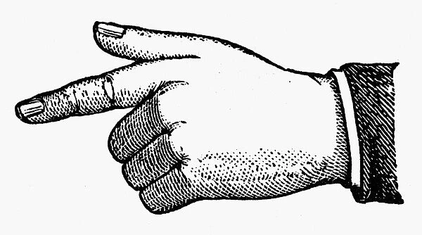 POINTING HAND. Printers typemetal cut, French, late 19th century