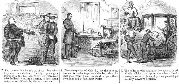 POLICE CORRUPTION CARTOON. An 1859 newspaper cartoon comment on the corruption
